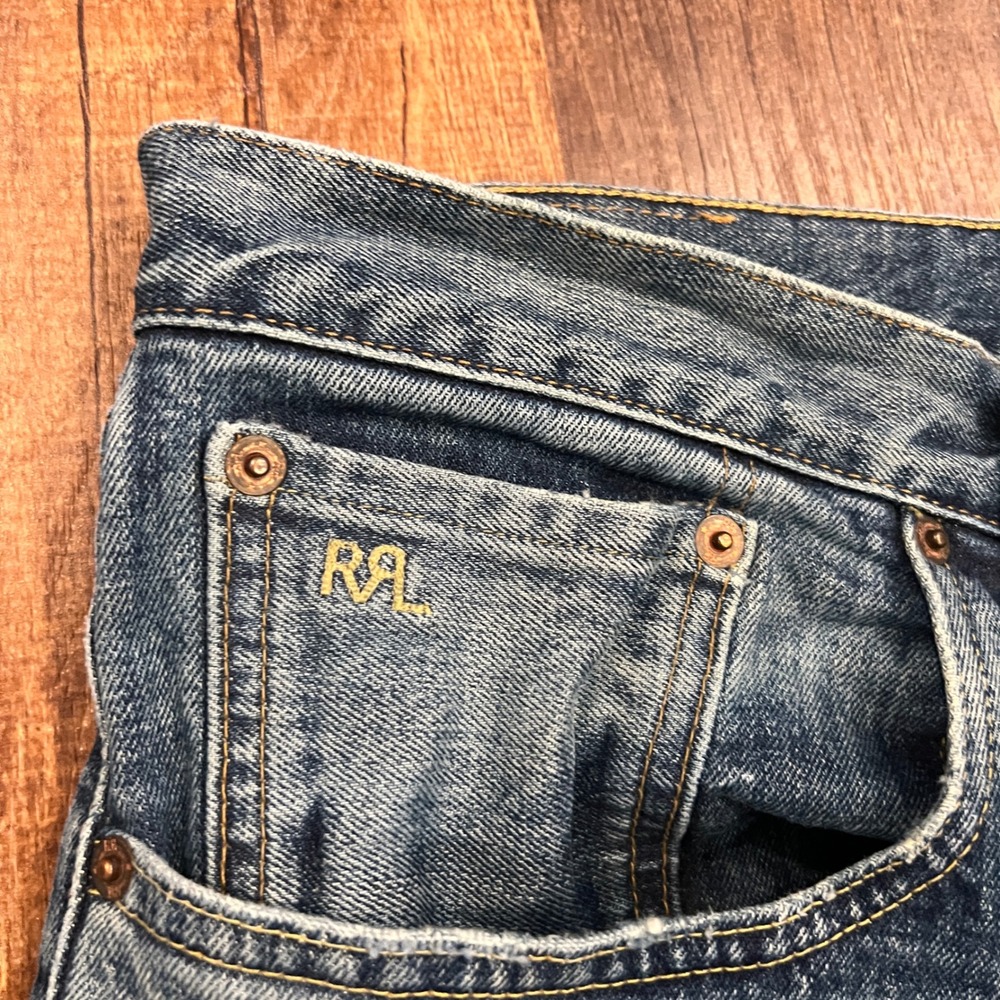 RRL Double RL Slim Narrow Jeans 40x28.5 Medium Wash Blue Stretch Denim Zip Fly - Picture 2 of 10